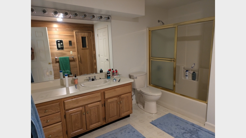 Bathroom w shower and tub (and Sauna!)
