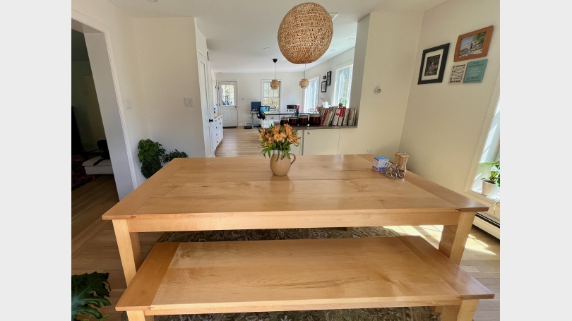 Dining room with view of newly renovated kitchen