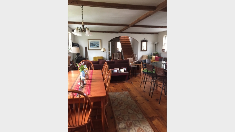 Kitchen, dining and first living room Spacious kitchen and living area including dining